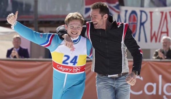 Taron Egerton and Hugh Jackman in Eddie the Eagle