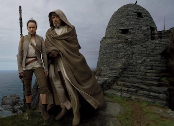 Mark Hamill and Daisy Ridley in Star Wars: The Last Jedi