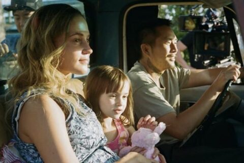 Sydney Kowalske, Justin Chon, and Alicia Vikander in Blue Bayou