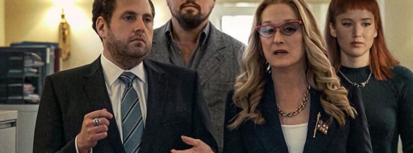 Jonah Hill, Leonardo DiCaprio, Meryl Streep, and Jennifer Lawrence in Don't Look Up