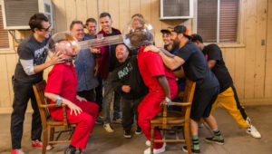 Johnny Knoxville, Ehren McGhehey, Preston Lacy, Sean "Poopies" McInerny, Steve-O, Dave England, Wee Man, Dark Shark, Chris Pontius, Jasper and Nick Merlino in jackass forever from Paramount Pictures and MTV Entertainment Studios.