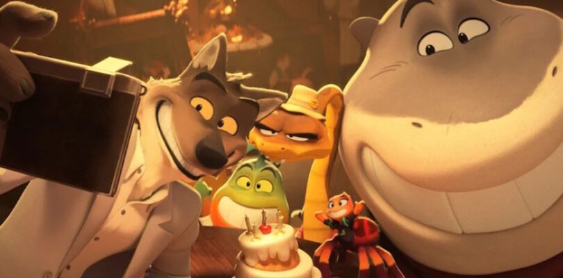 Sam Rockwell, Marc Maron, Craig Robinson, Awkwafina, and Anthony Ramos in The Bad Guys