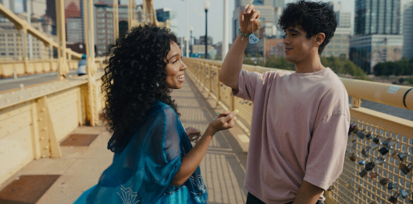 Eva Reign stars as Kelsa and Abubakr Ali as Khal in Billy Porter’s directorial debut Anything's Possible An Orion Pictures Release. Photo credit: Courtesy of ORION PICTURES © 2022 Orion Releasing LLC. All Rights Reserved.