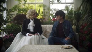 Gwendoline Christie and Asa Butterfield in "Flux Gourmet"