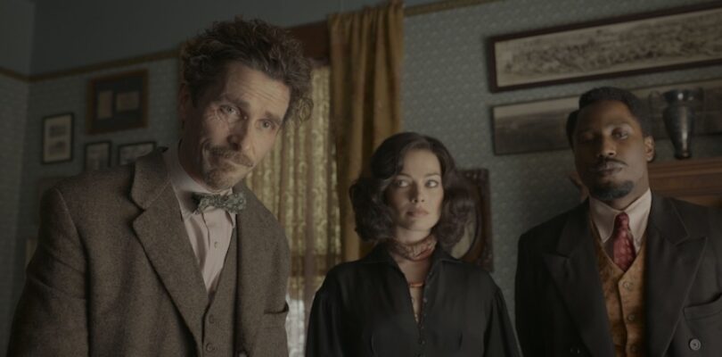 Christian Bale, John David Washington, and Margot Robbie in "Amsterdam"