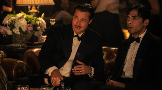 Brad Pitt plays Jack Conrad and Diego Calva plays Manny Torres in BABYLON from Paramount Pictures. Photo credit: Scott Garfield.