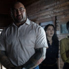 Nikki Amuka-Bird, Dave Bautista, and Abby Quinn in "Knock at the Cabin."