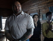 Nikki Amuka-Bird, Dave Bautista, and Abby Quinn in "Knock at the Cabin."