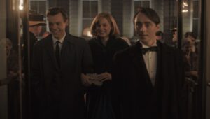 Emma Corrin, David Dawson, and Harry Styles in "My Policeman."