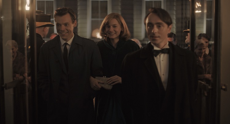 Emma Corrin, David Dawson, and Harry Styles in "My Policeman."