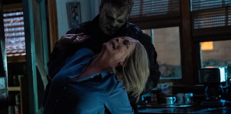 Jamie Lee Curtis and James Jude Courtney in "Halloween Ends."