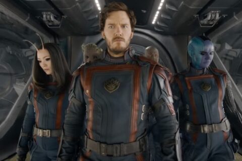 Vin Diesel, Chris Pratt, Dave Bautista, Karen Gillan, and Pom Klementieff in "Guardians of the Galaxy Vol. 3."