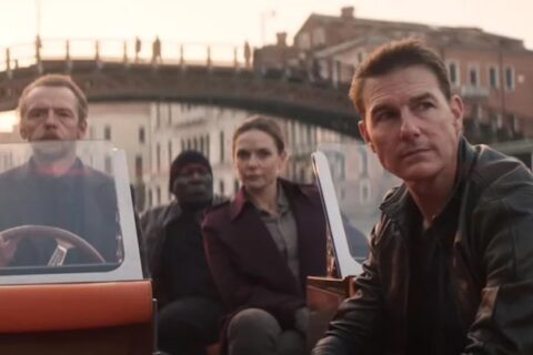 Tom Cruise, Ving Rhames, Rebecca Ferguson, and Simon Pegg in "Mission: Impossible - Dead Reckoning Part One"