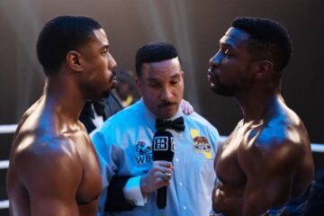 Michael B. Jordan, Jonathan Majors, and Tony Weeks in "Creed III."