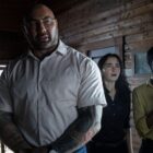Nikki Amuka-Bird, Dave Bautista, and Abby Quinn in "Knock at the Cabin."