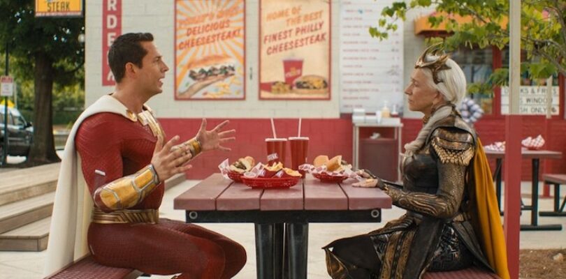 Helen Mirren and Zachary Levi in "Shazam! Fury of the Gods"