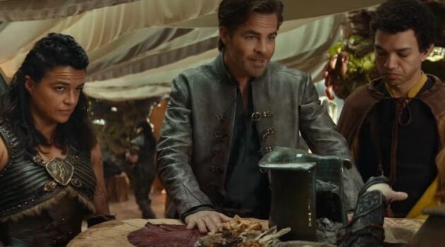 Michelle Rodriguez, Chris Pine, and Justice Smith in "Dungeons & Dragons: Honor Among Thieves"