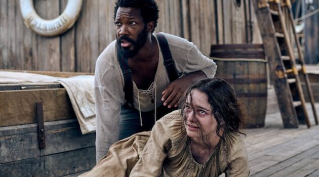 (From left) Clemens (Corey Hawkins) and Anna (Aisling Franciosi) in "The Last Voyage of the Demeter."