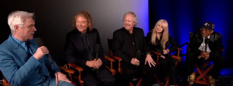 From left, David Byrne, Jerry Harrison, Chris Frantz and Tina Weymouth taking part in a conversation moderated by Spike Lee.