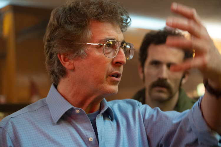 Director Alexander Payne and actor Dan Aid on the set of their film "THE HOLDOVERS," a Focus Features release.