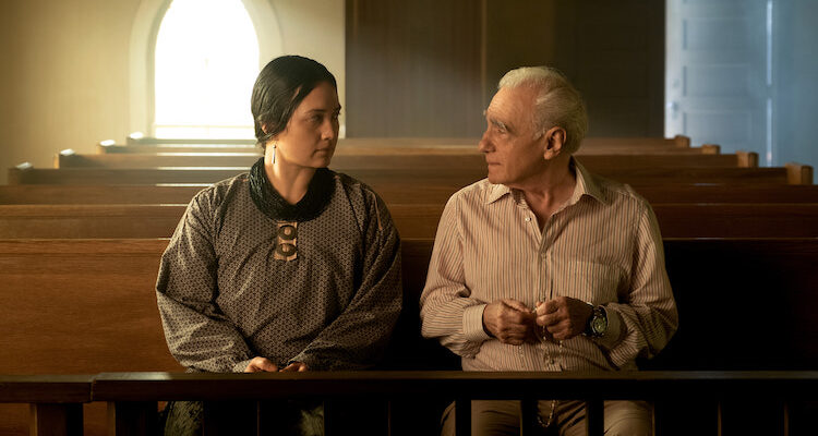 Lily Gladstone and Martin Scorcese on the set of "Killers of the Flower Moon"