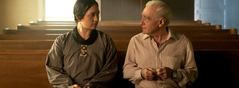 Lily Gladstone and Martin Scorcese on the set of "Killers of the Flower Moon"