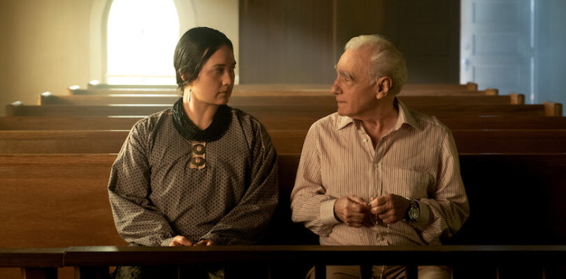 Lily Gladstone and Martin Scorcese on the set of "Killers of the Flower Moon"