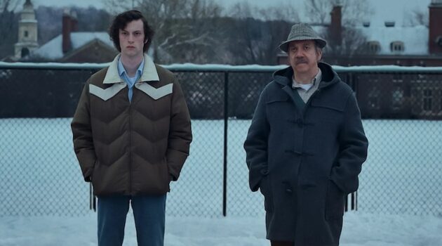Paul Giamatti and Dominic Sessa in "The Holdovers"