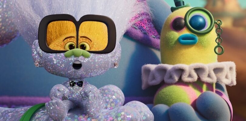 Kevin Michael Richardson, Kenan Thompson, David Fynn, and Kunal Nayyar in "Trolls Band Together"