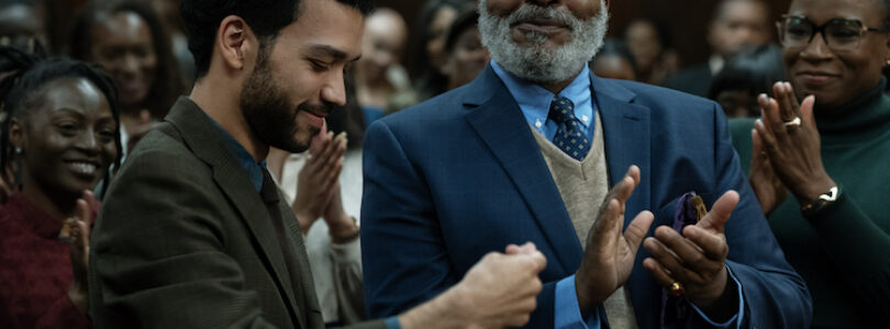 Justice Smith (left - right) as "Aren," David Alan Grier as "Roger," and Aisha Hinds as "Gabbard" in writer/director Kobi Libii's "THE AMERICAN SOCIETY OF MAGICAL NEGROES."