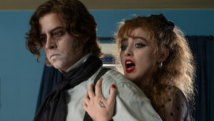 Cole Sprouse stars as The Creature and Kathryn Newton as Lisa Swallows in "Lisa Frankenstein," a Focus Features release.