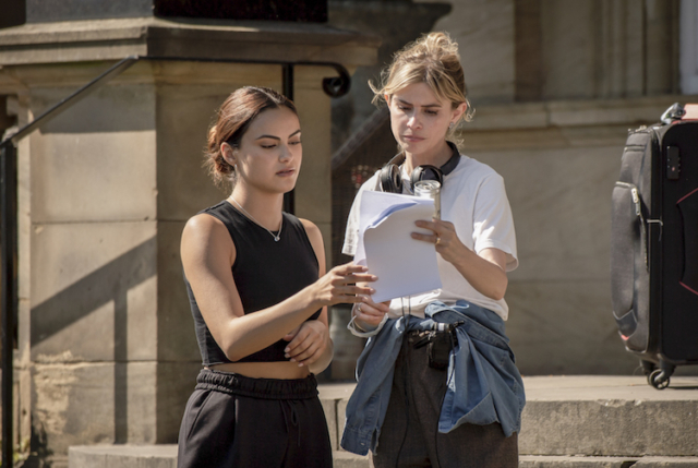 Camila Mendes and Director Carlson Young on set of "Upgraded."