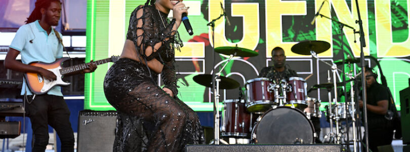Mystic Marley performs during the Premiere of “Bob Marley: One Love” at the Carib 5 Theatre on January 23, 2024 in Kingston, Jamaica. (Photo by Jason Koerner/Getty Images for Paramount Pictures)