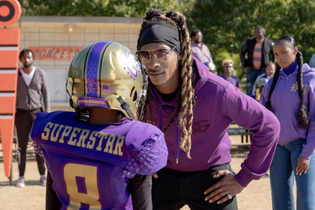 Snoop Dogg and Tika Sumpter in "The Underdoggs." Photo by Wilford Harewood/Wilford Harewood - © 2024 METRO-GOLDWYN-MAYER PICTURES INC. All Rights Reserved.