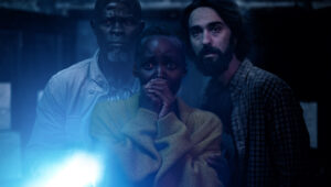 Djimon Hounsou, Lupita Nyong'o, and Alex Wolff in "A Quiet Place: Day One" from Paramount Pictures.
