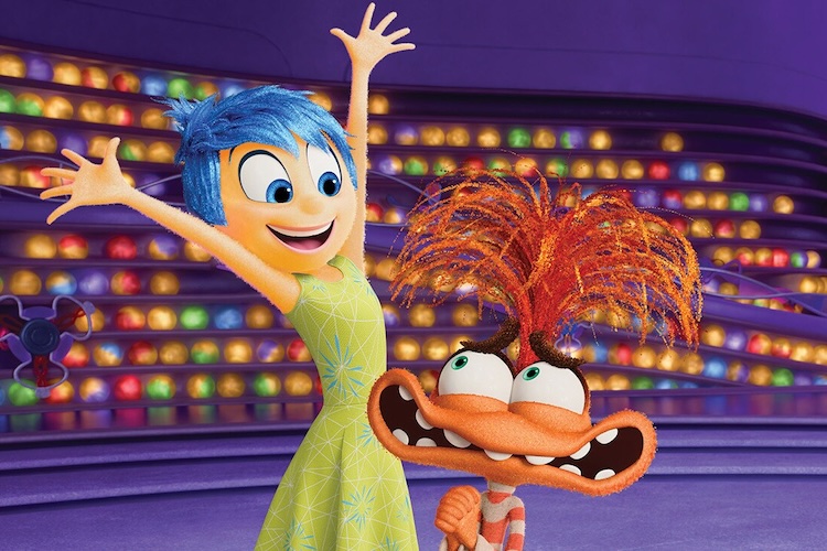 Joy (Amy Poehler) and Anxiety (Maya Hawke) in a scene from “Inside Out 2.”
