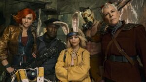 Jamie Lee Curtis, Cate Blanchett, Tina Arena, Kevin Hart, Ariana Greenblatt, Florian Munteanu, and Lilith in “Borderlands.”