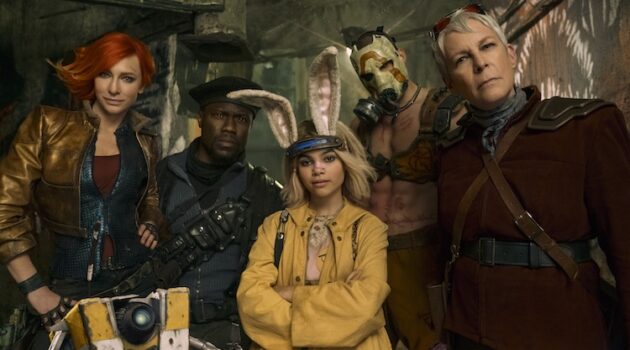 Jamie Lee Curtis, Cate Blanchett, Tina Arena, Kevin Hart, Ariana Greenblatt, Florian Munteanu, and Lilith in “Borderlands.”