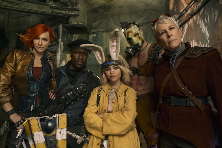 Jamie Lee Curtis, Cate Blanchett, Tina Arena, Kevin Hart, Ariana Greenblatt, Florian Munteanu, and Lilith in “Borderlands.”