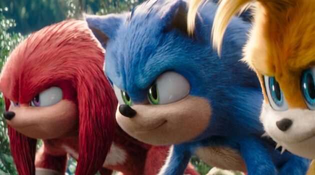 Idris Elba, Colleen O'Shaughnessey, and Ben Schwartz in “Sonic the Hedgehog 3.”