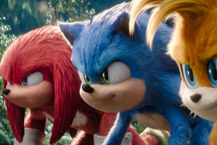 Idris Elba, Colleen O'Shaughnessey, and Ben Schwartz in “Sonic the Hedgehog 3.”