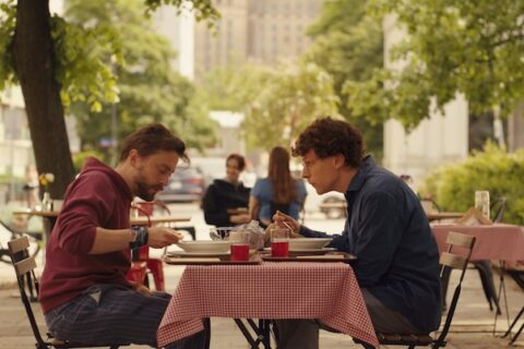 Kieran Culkin and Jesse Eisenberg in “A Real Pain.”