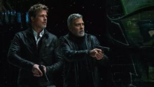 Brad Pitt and George Clooney in “Wolfs.”