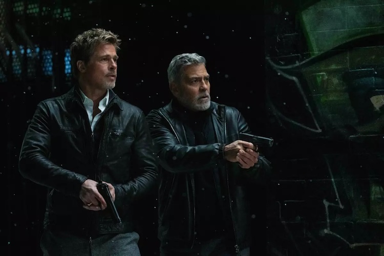 Brad Pitt and George Clooney in “Wolfs.”