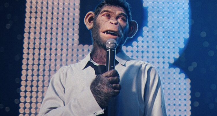 Jonno Davies as Robbie Williams in “Better Man” from Paramount Pictures.