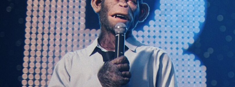 Jonno Davies as Robbie Williams in “Better Man” from Paramount Pictures.