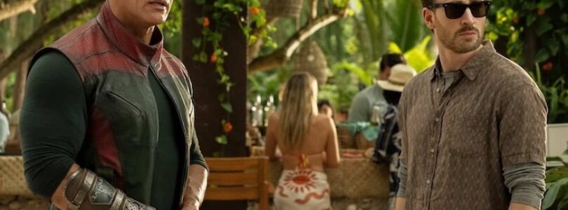 Chris Evans and Dwayne Johnson in “Red One.”