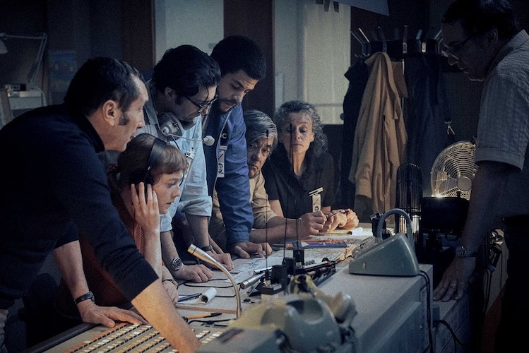 Zinedine Soualem, John Magaro, Leonie Benesch, and Marcus Rutherford in “September 5.”