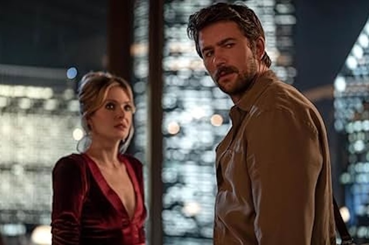 Meghann Fahy and Brandon Sklenar in “Drop.”