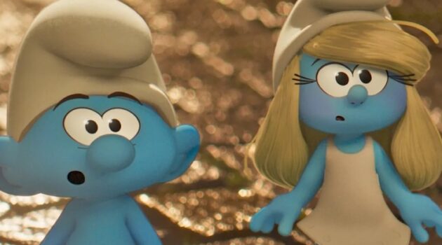 James Corden and Rihanna in “Smurfs.”